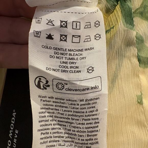 NWT Lemon Print Midi Dress Women 18 Yellow Vero Moda Curve Sheer Flutter Sleeve - Picture 15 of 16